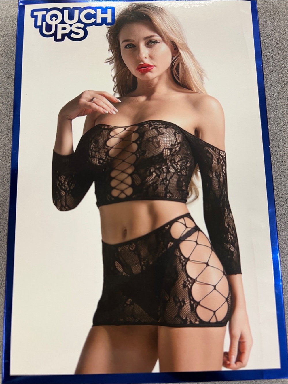 Touch Ups Black Lace Off-Shoulder Two-Piece Lingerie Set